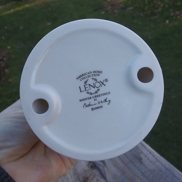 Lenox Winter Greetings Cardinal theme pierced taper candle holder - Picture 12 of 16